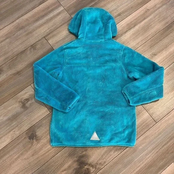 LL Bean Womens Full Zip High Pile Fleece Hoodie Jacket Teal Blue - Picture 3 of 3